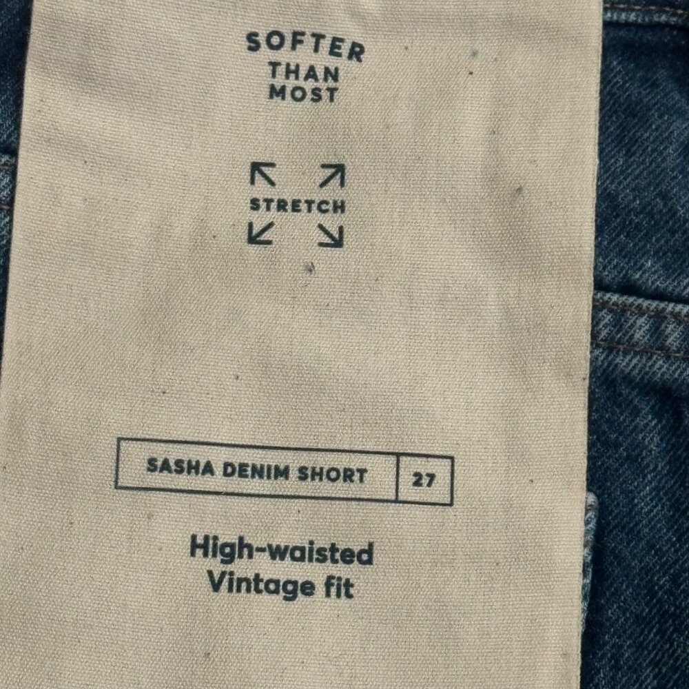 Marine Layer Sasha Denim Shorts High-Waisted Washed Size 27 raw cut hem cotton - Picture 14 of 15